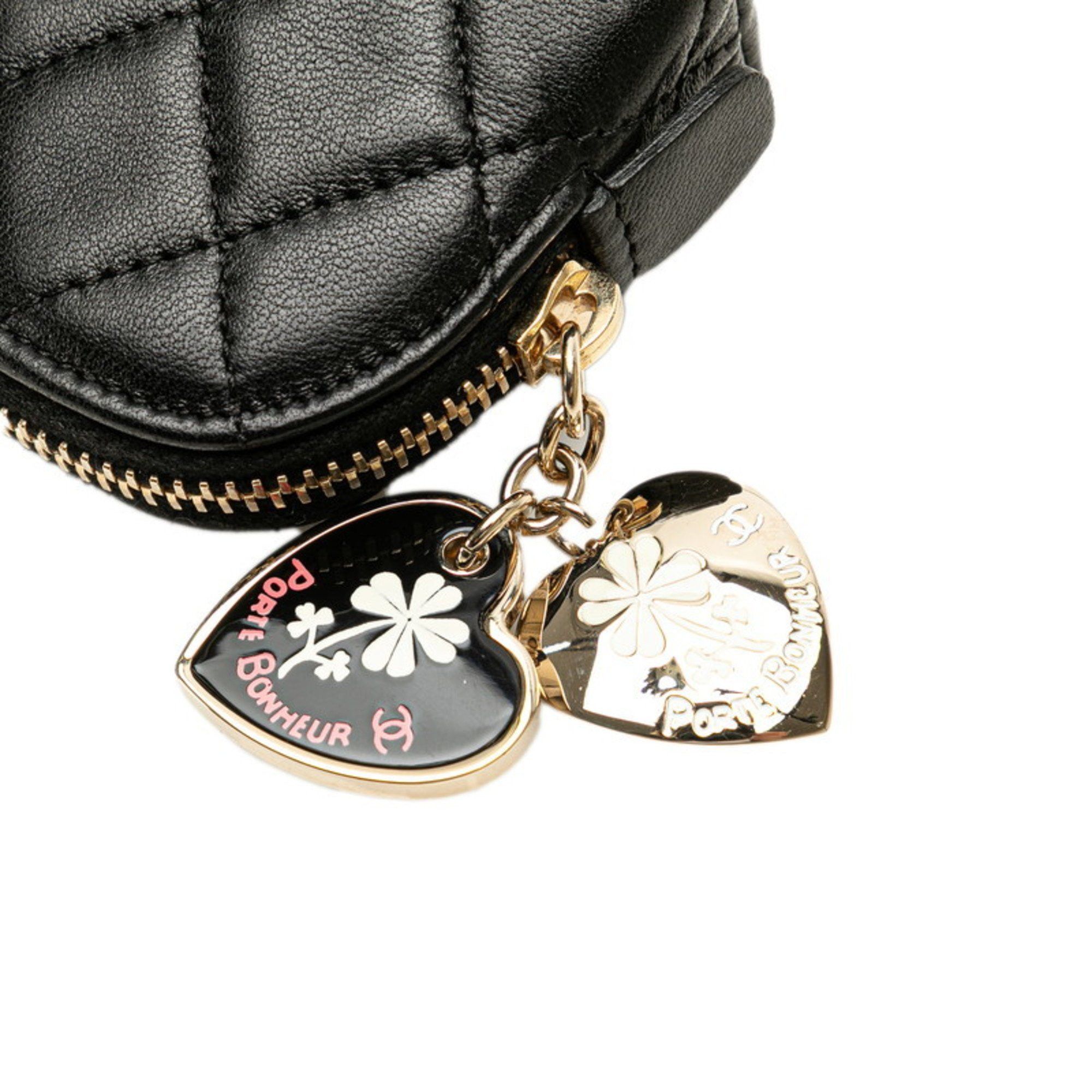 Chanel CHANEL Matelasse Coco Mark Porte Bonheur Wallet/Coin Case in Black Lambskin for Women Size ONE SIZE - 6 Thumbnail