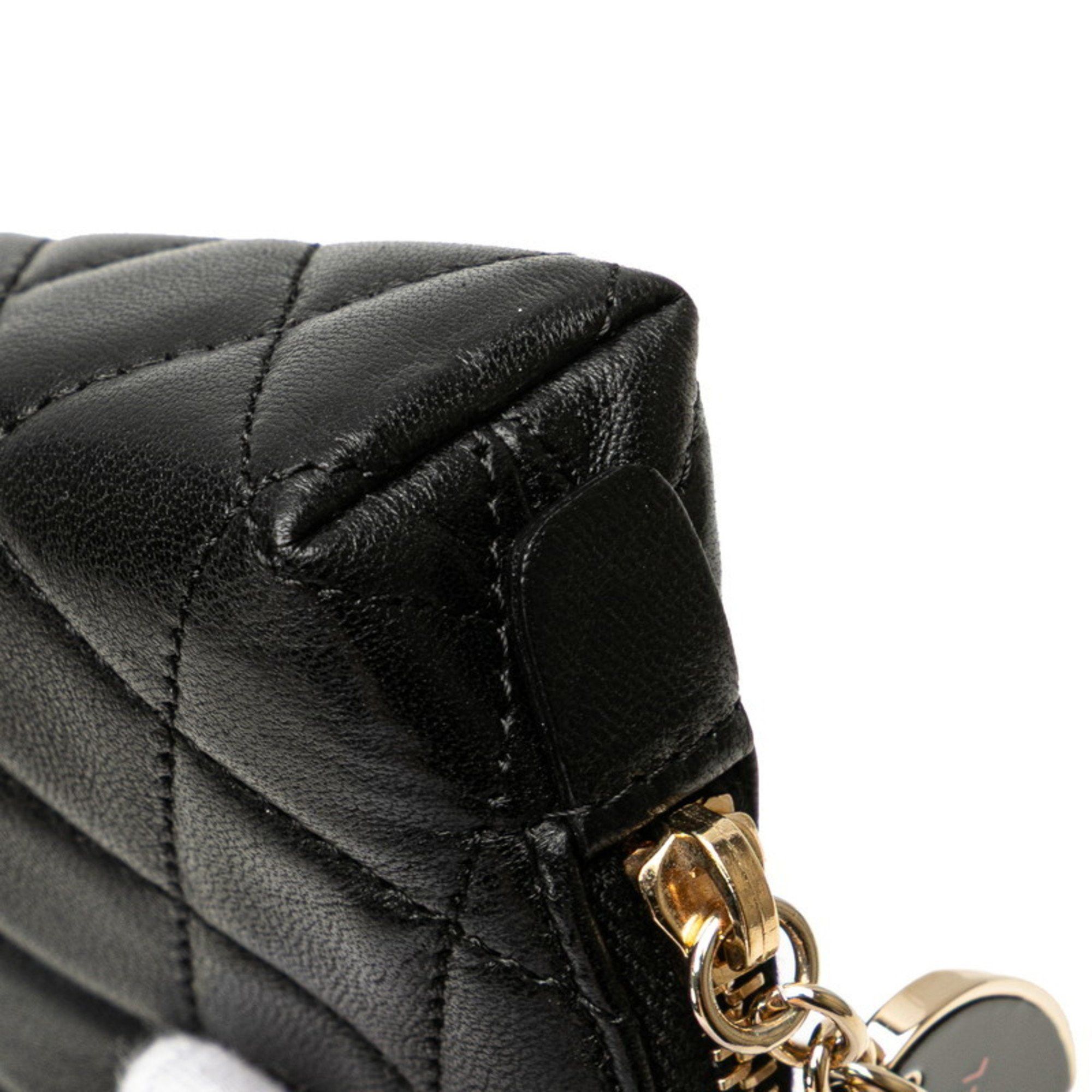 Chanel CHANEL Matelasse Coco Mark Porte Bonheur Wallet/Coin Case in Black Lambskin for Women Size ONE SIZE - 4 Thumbnail