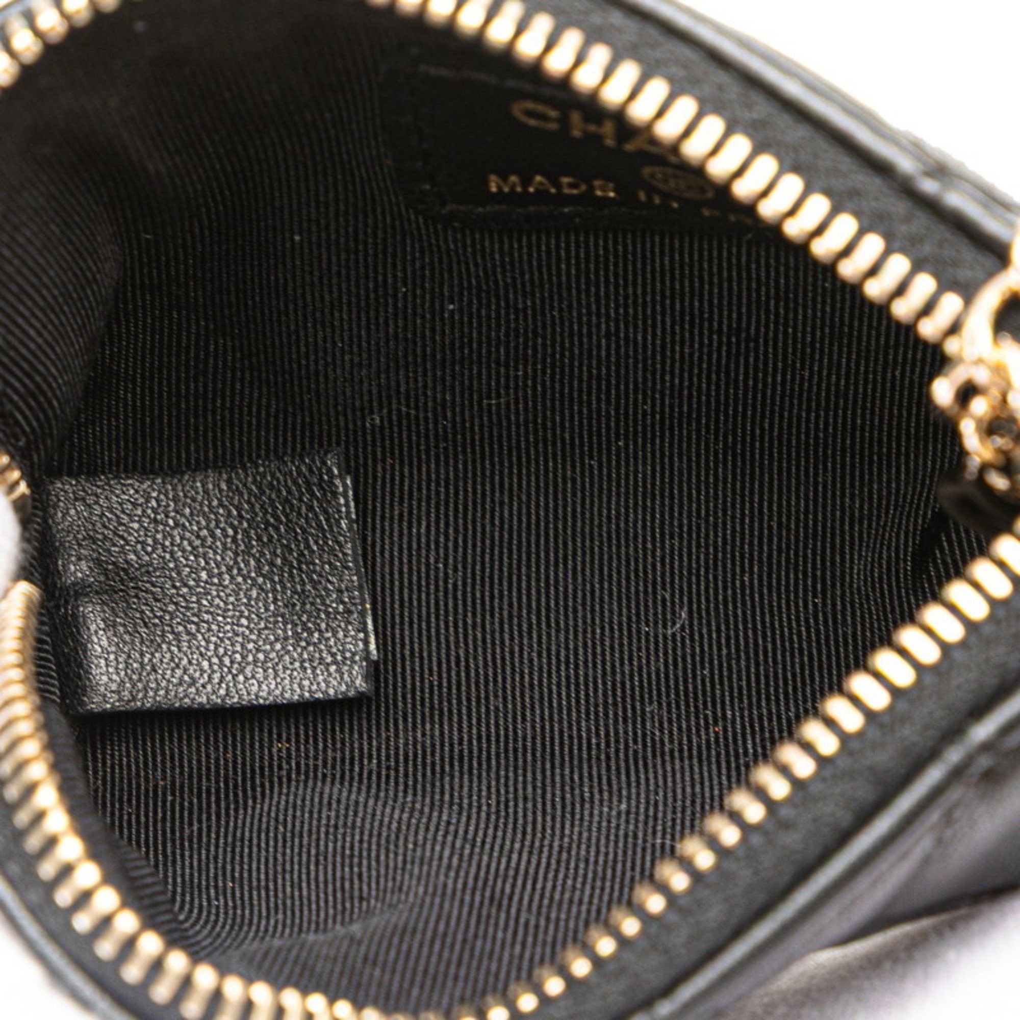 Chanel CHANEL Matelasse Coco Mark Porte Bonheur Wallet/Coin Case in Black Lambskin for Women Size ONE SIZE - 9 Thumbnail