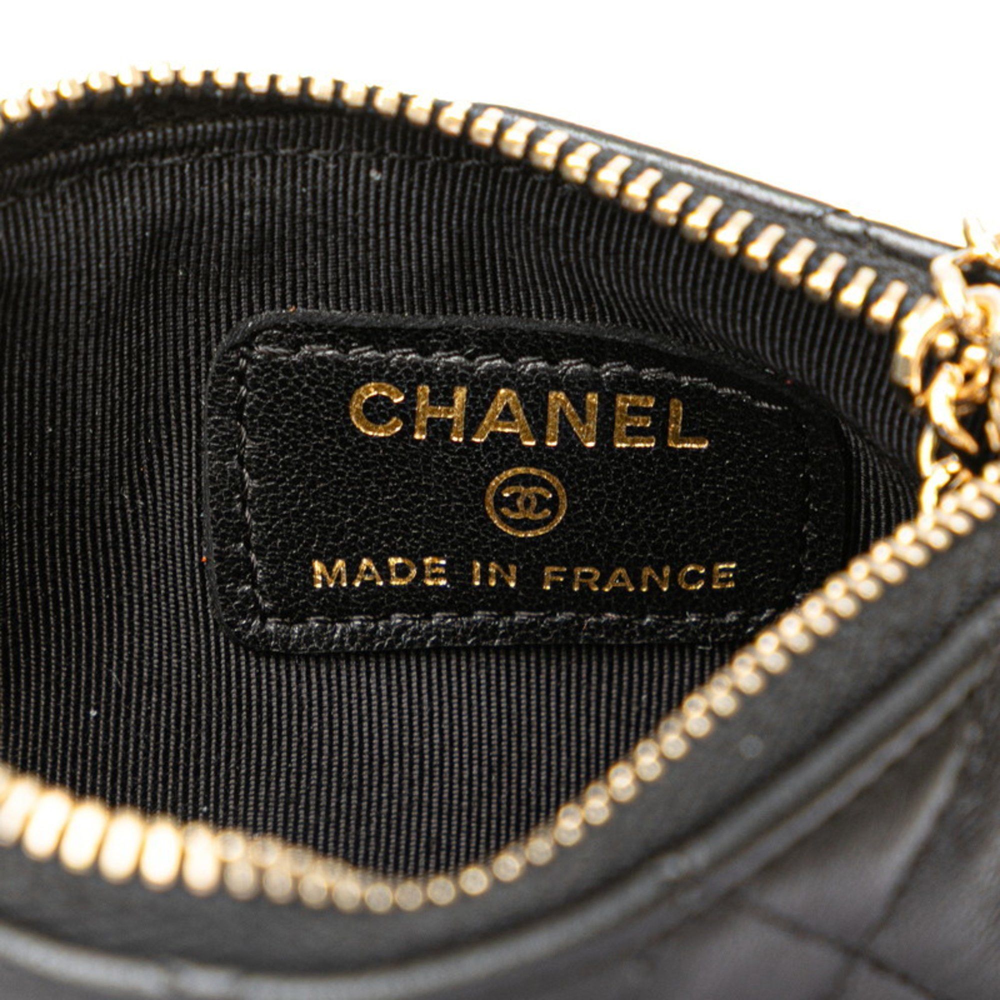 Chanel CHANEL Matelasse Coco Mark Porte Bonheur Wallet/Coin Case in Black Lambskin for Women Size ONE SIZE - 10 Thumbnail