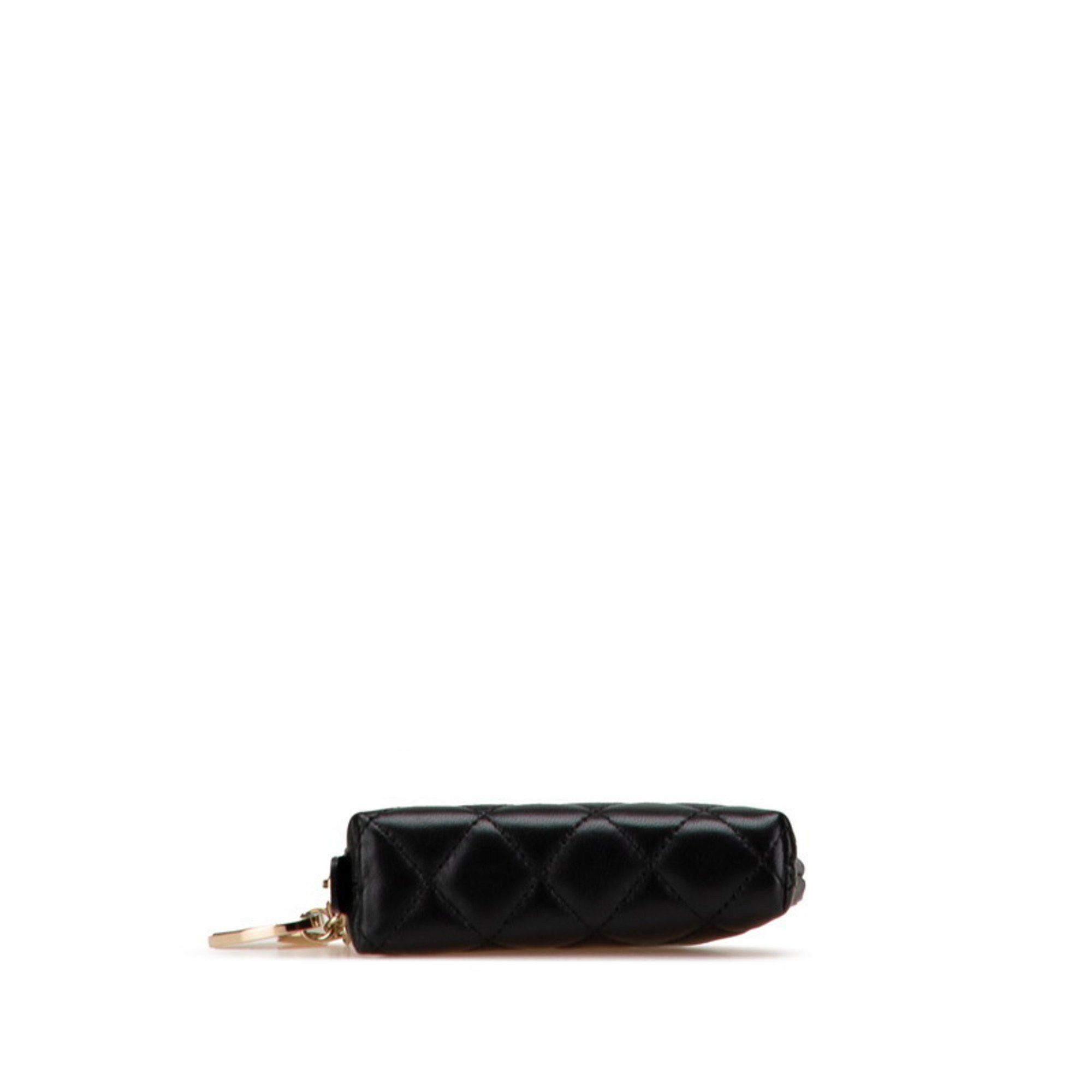 Chanel CHANEL Matelasse Coco Mark Porte Bonheur Wallet/Coin Case in Black Lambskin for Women Size ONE SIZE - 3 Thumbnail