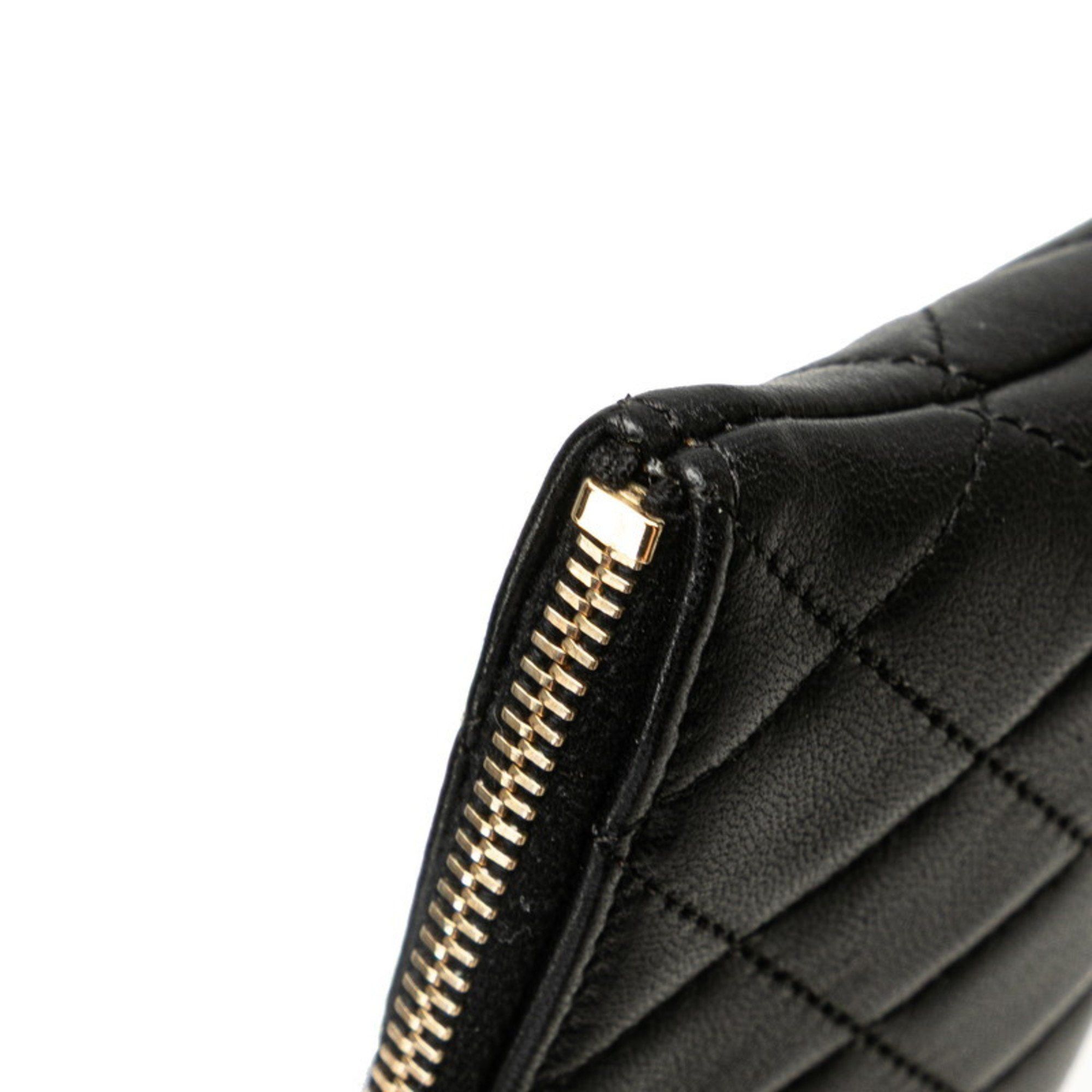 Chanel CHANEL Matelasse Coco Mark Porte Bonheur Wallet/Coin Case in Black Lambskin for Women Size ONE SIZE - 7 Thumbnail