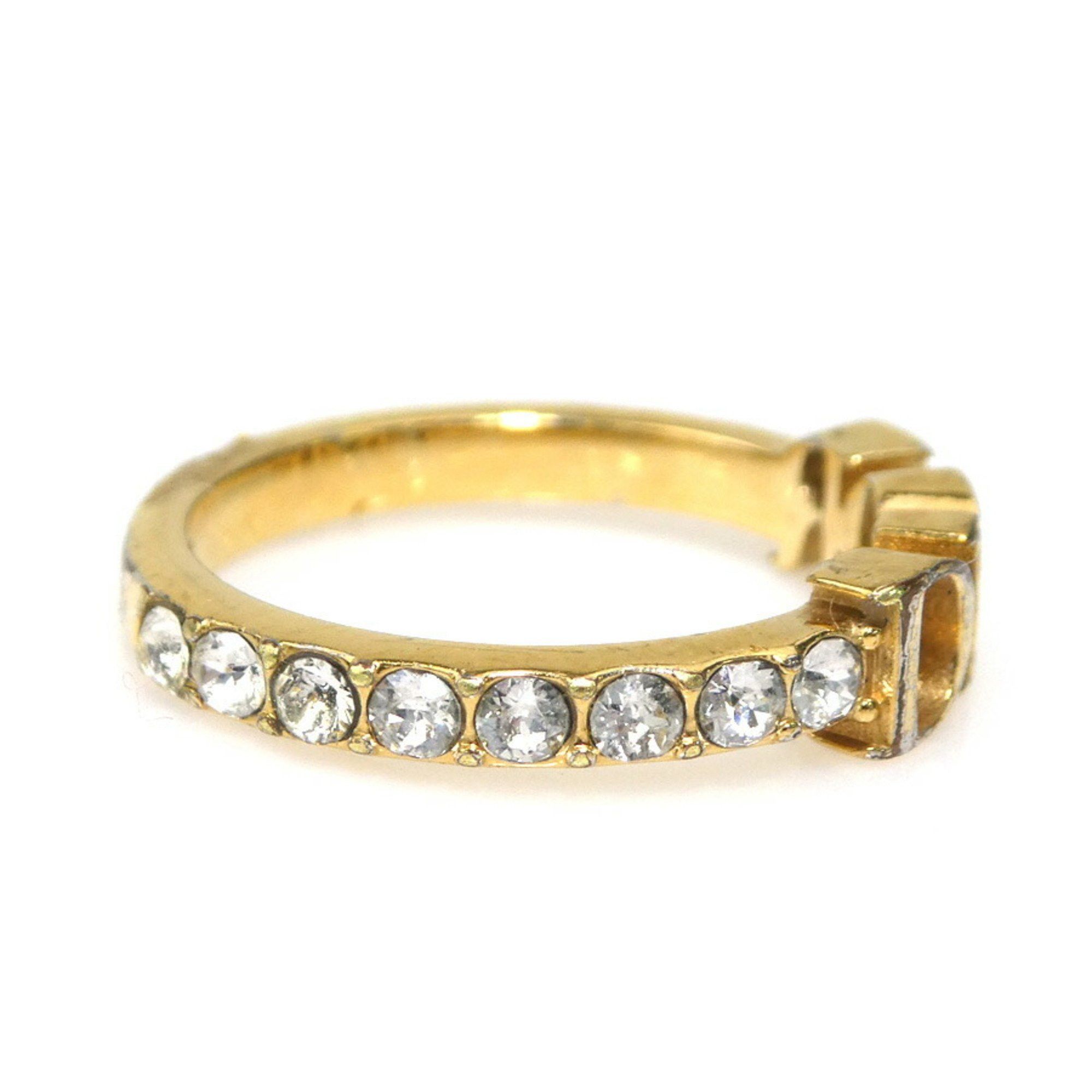 Dior Christian Dior Women's Gold Rhinestone Ring e60890 Size ONE SIZE - 2 Thumbnail