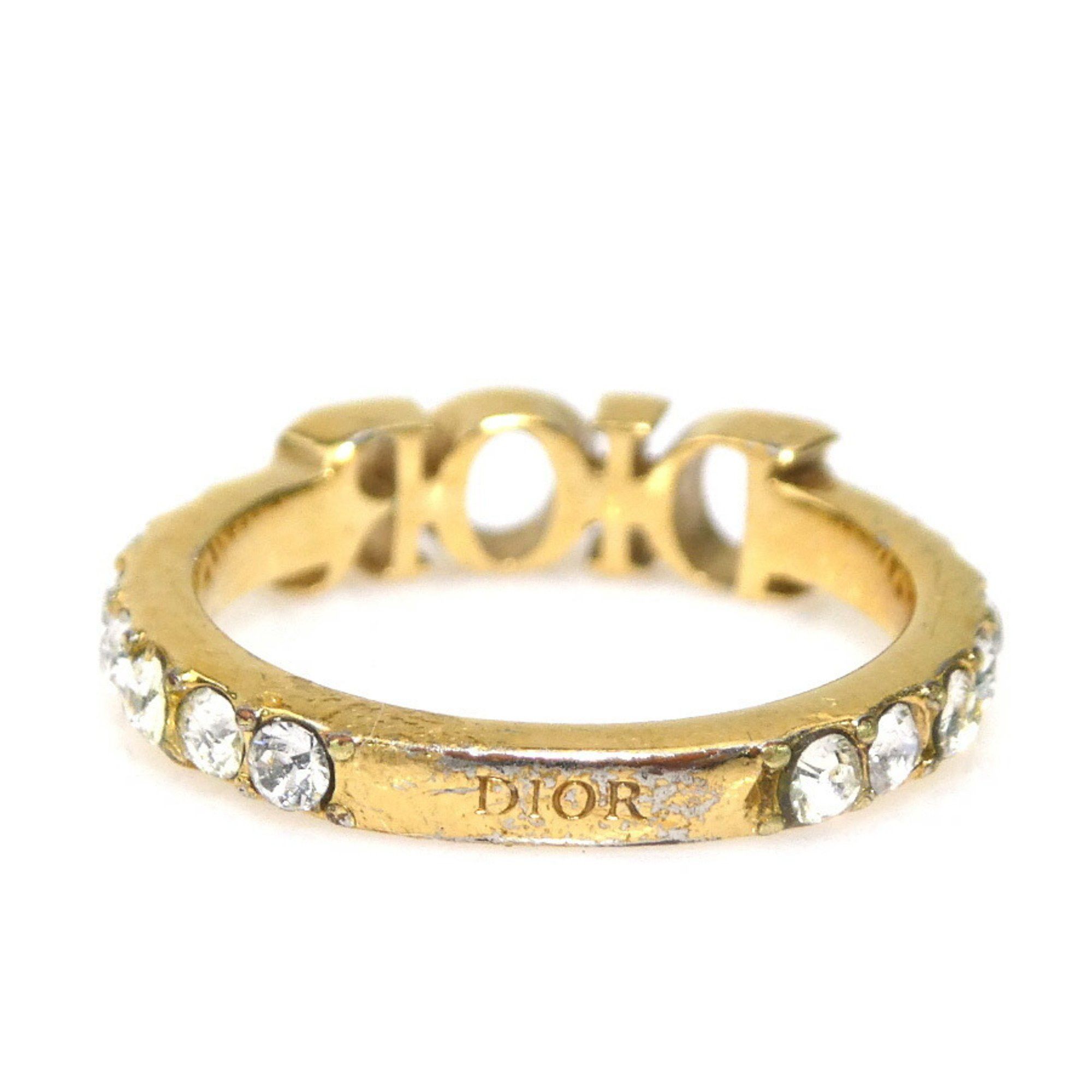 Dior Christian Dior Women's Gold Rhinestone Ring e60890 Size ONE SIZE - 3 Thumbnail