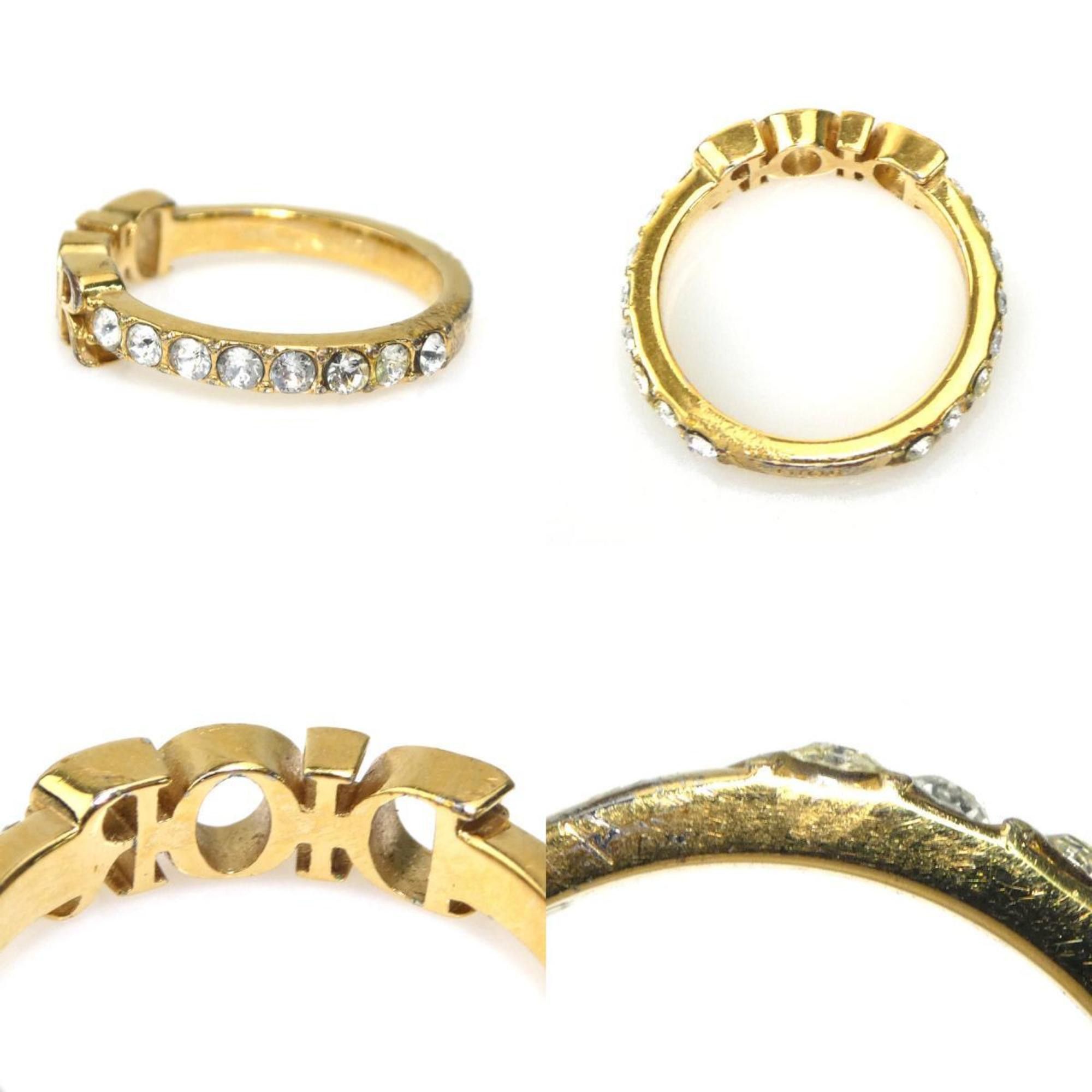 Dior Christian Dior Women's Gold Rhinestone Ring e60890 Size ONE SIZE - 4 Thumbnail