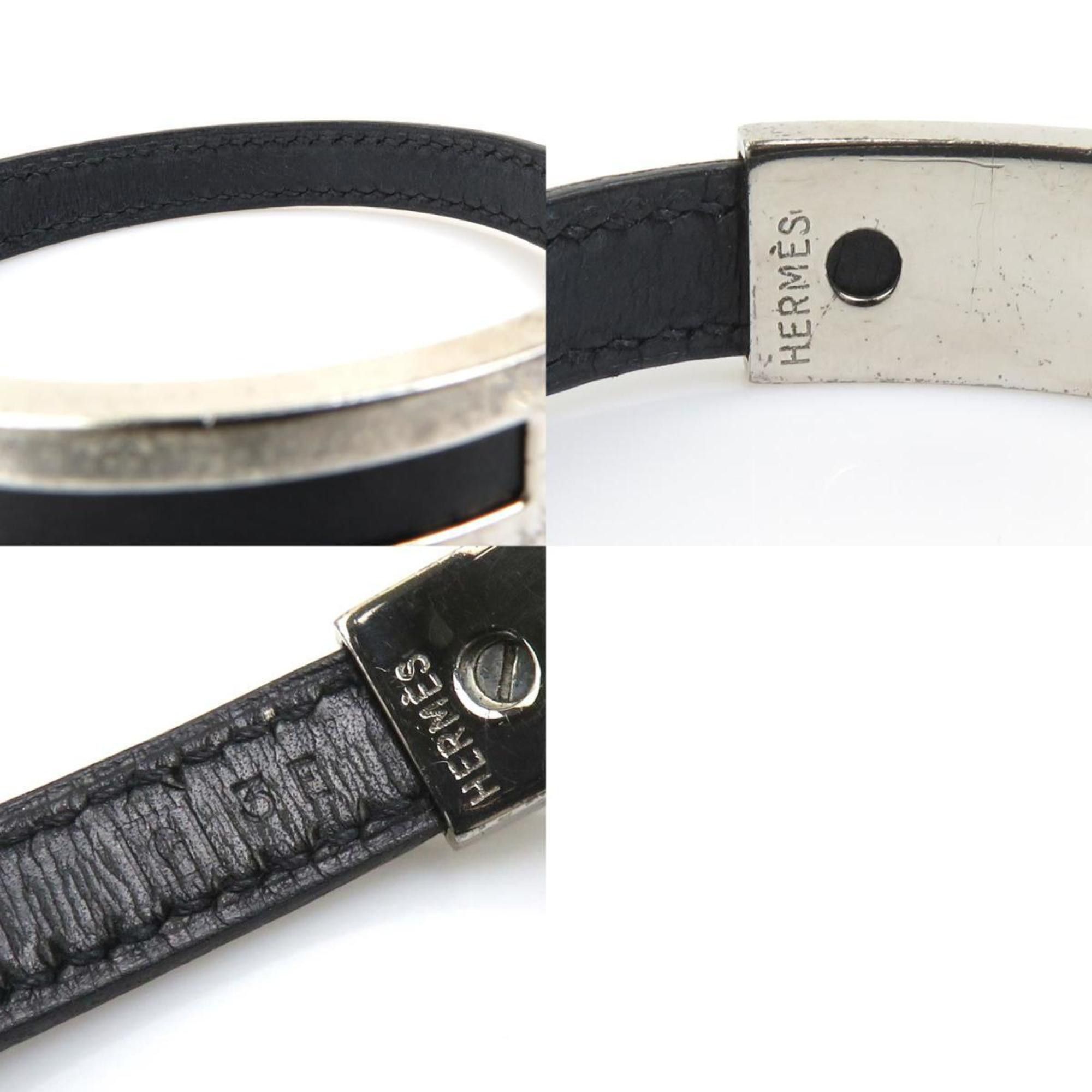 Hermes Hermes Hermès Puspus Bracelet, Leather, Metal, Black, Silver, Men's/Women's, 56347a Size ONE SIZE - 5 Thumbnail