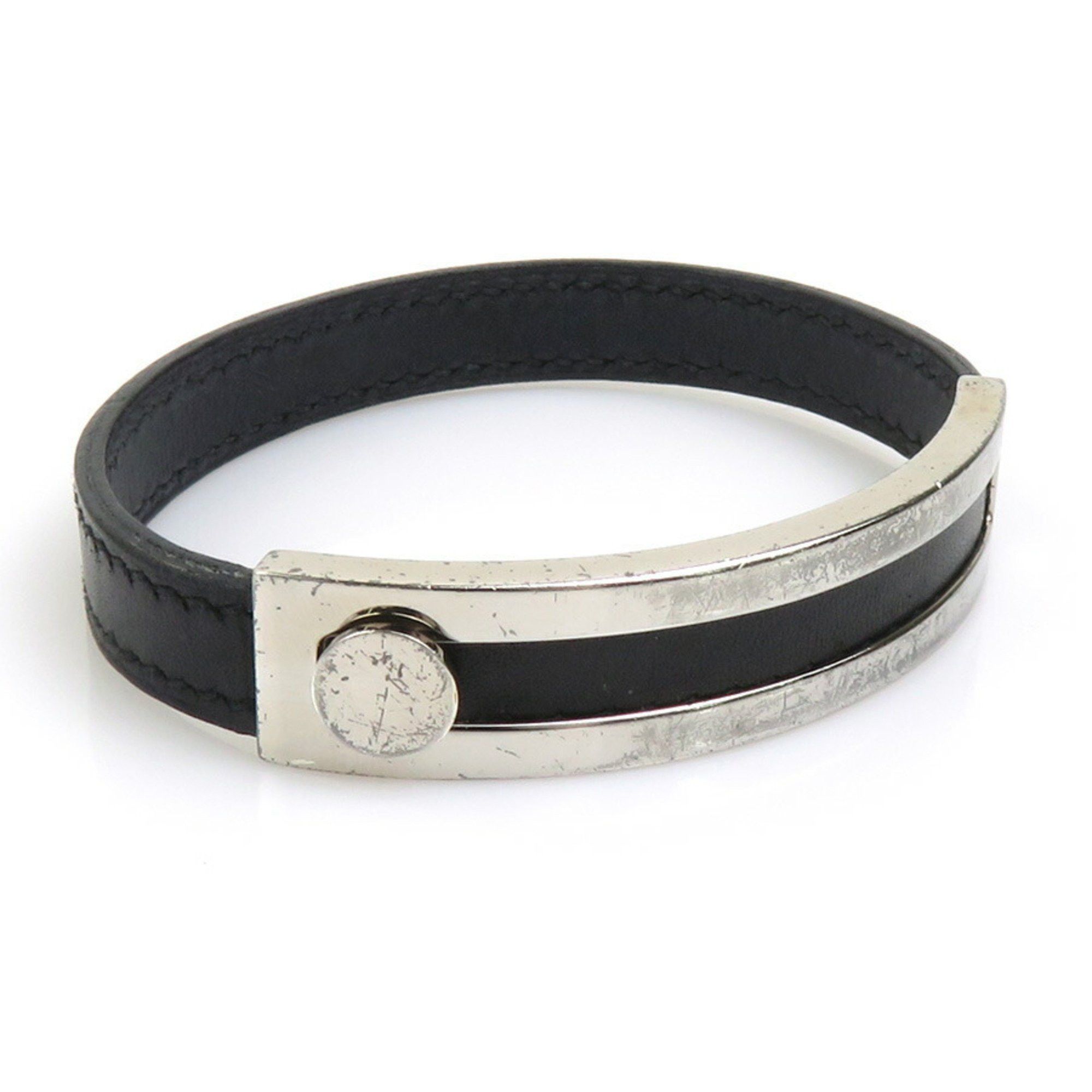 Hermes Hermes Hermès Puspus Bracelet, Leather, Metal, Black, Silver, Men's/Women's, 56347a Size ONE SIZE - 2 Thumbnail