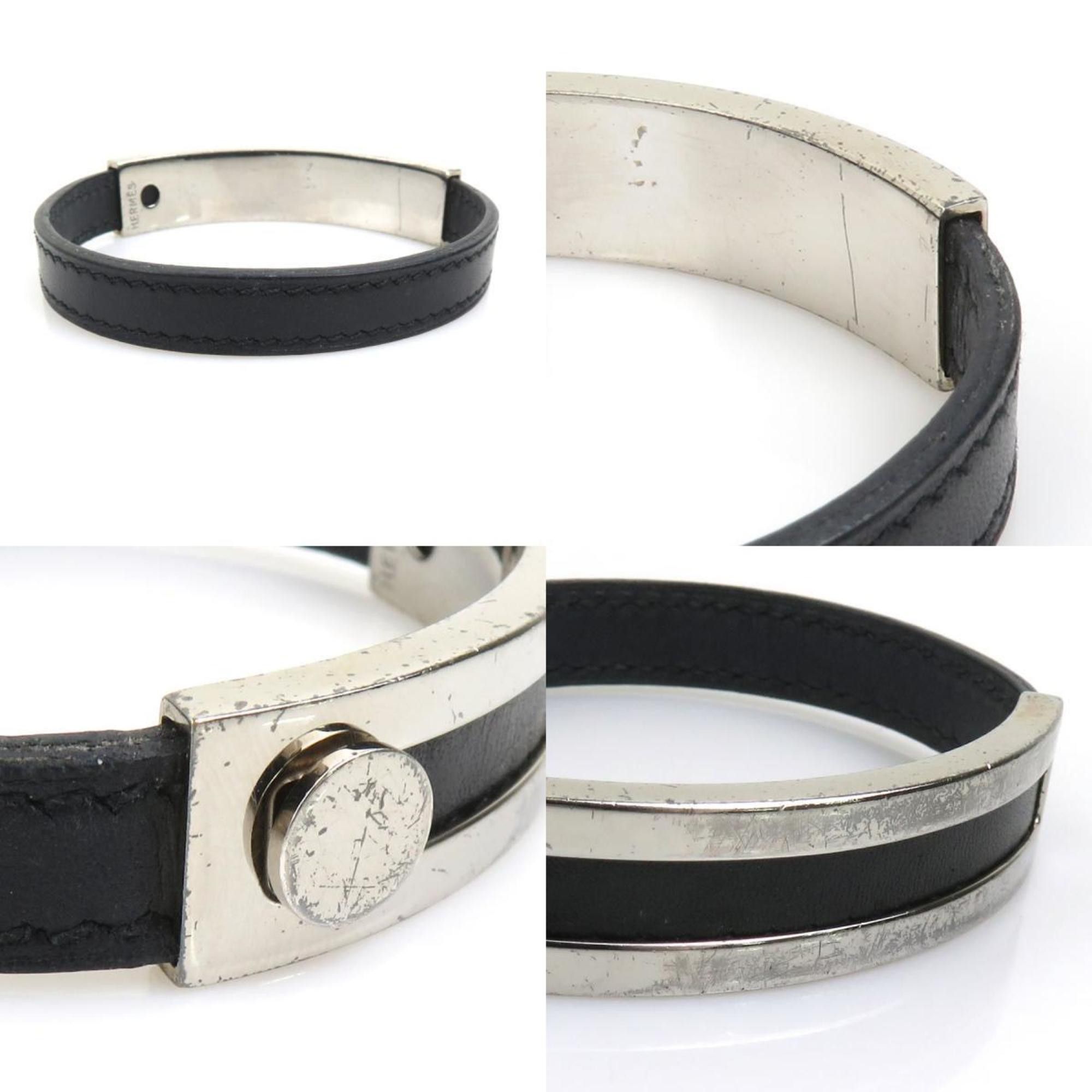 Hermes Hermes Hermès Puspus Bracelet, Leather, Metal, Black, Silver, Men's/Women's, 56347a Size ONE SIZE - 4 Thumbnail