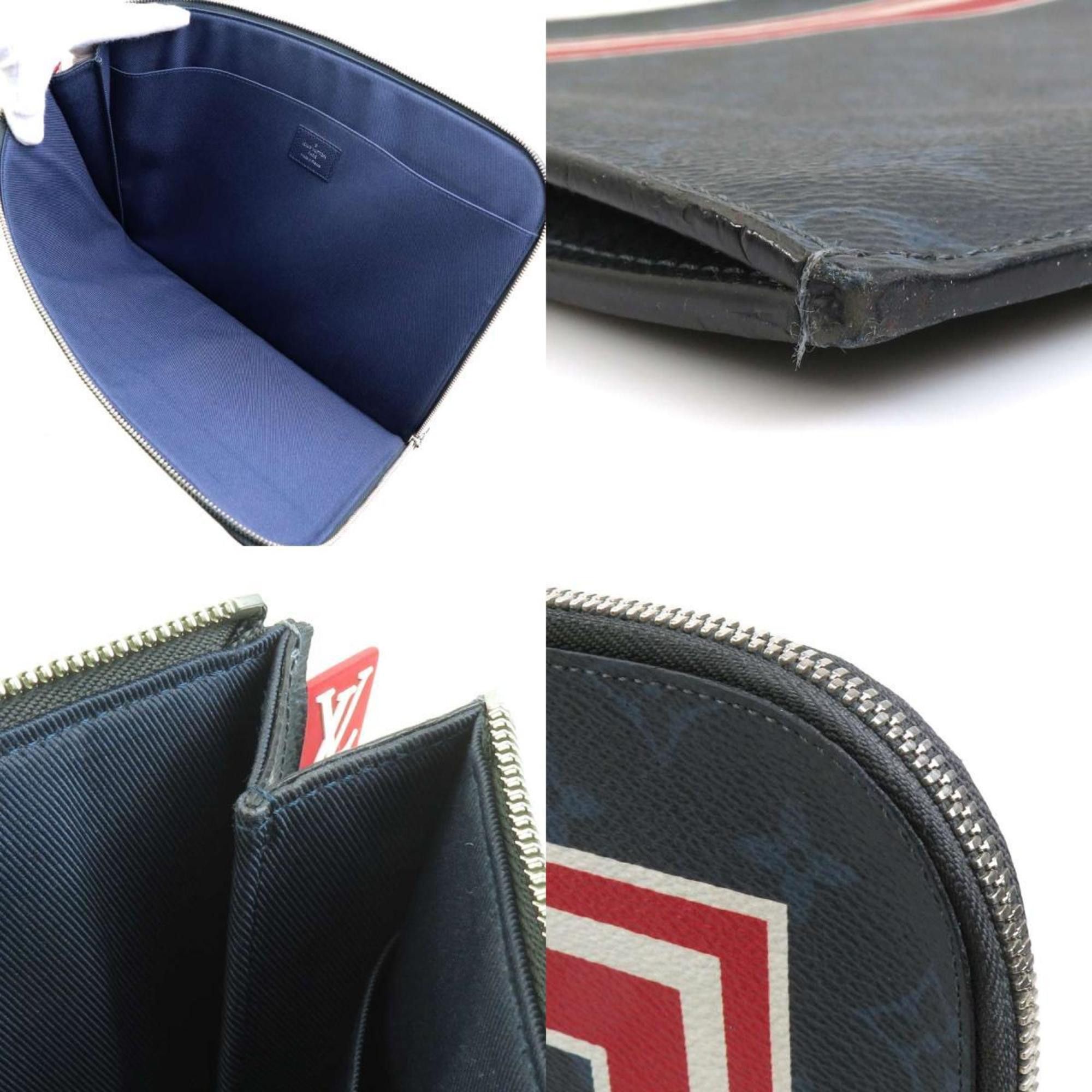 Louis Vuitton Louis Vuitton Monogram Cobalt Pochette Jour GM clutch bag in Navy, men's, M61679 (h31513a) Size ONE SIZE - 3 Thumbnail