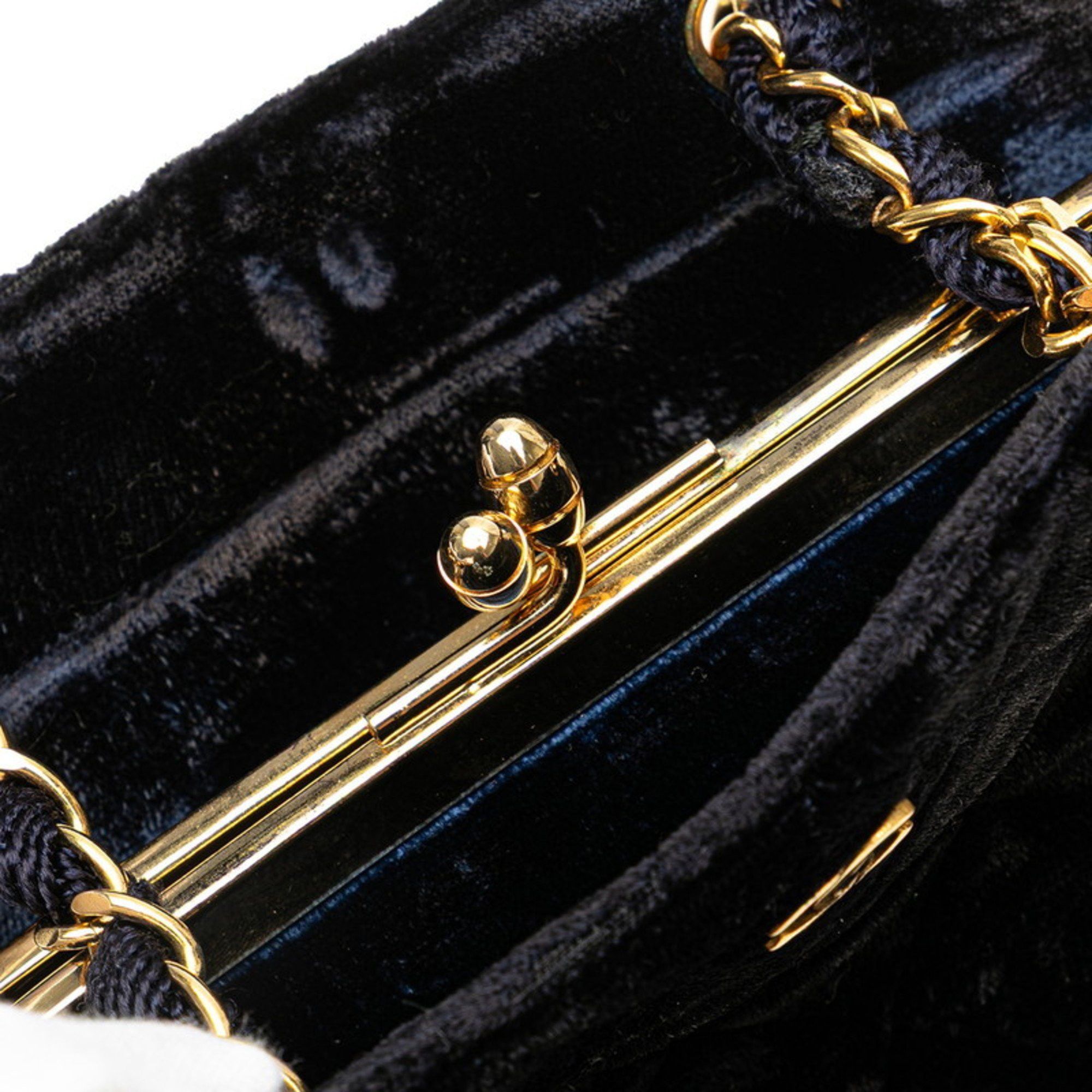 Chanel CHANEL Matelasse Coco Mark Chain Tote Bag Navy Suede Women's Size ONE SIZE - 9 Thumbnail