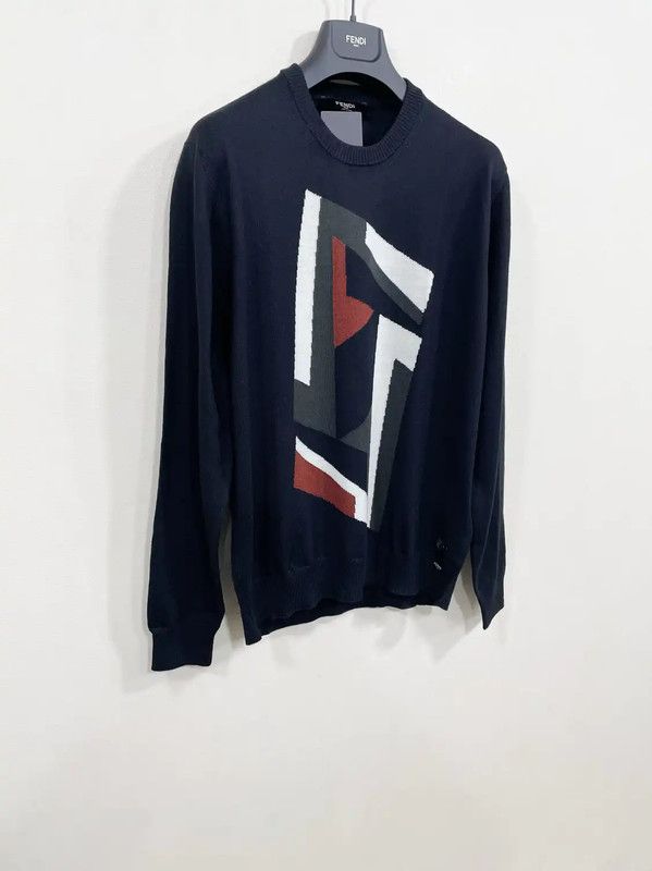 Fendi Fendi Men's Black Wool Crewneck Sweater 0089 Size US S / EU 44-46 / 1 - 3 Thumbnail