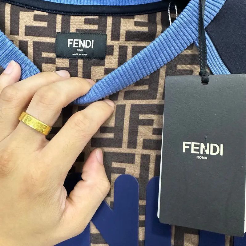 Fendi Fendi Blue Cotton Men's Sweatshirt 0089 Size US L / EU 52-54 / 3 - 3 Thumbnail