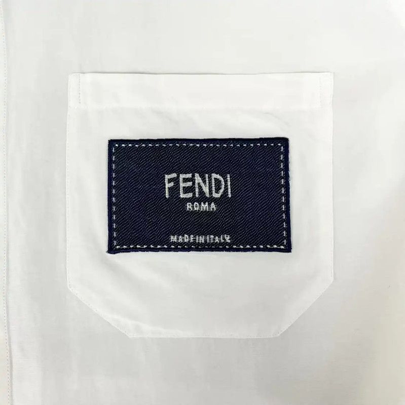 Fendi Fendi White Cotton Embroidered Long Shirt 0089 Size S / US 4 / IT 40 - 4 Thumbnail
