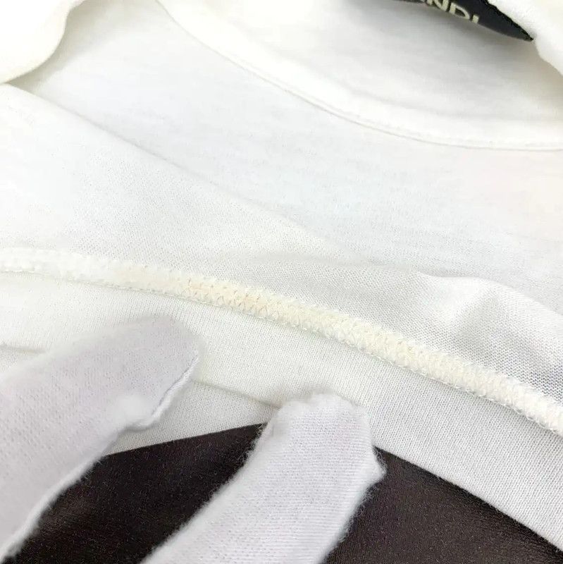 Fendi Fendi White Cotton T-Shirt with Colorful Stripe 0089 Size L / US 10 / IT 46 - 9 Thumbnail