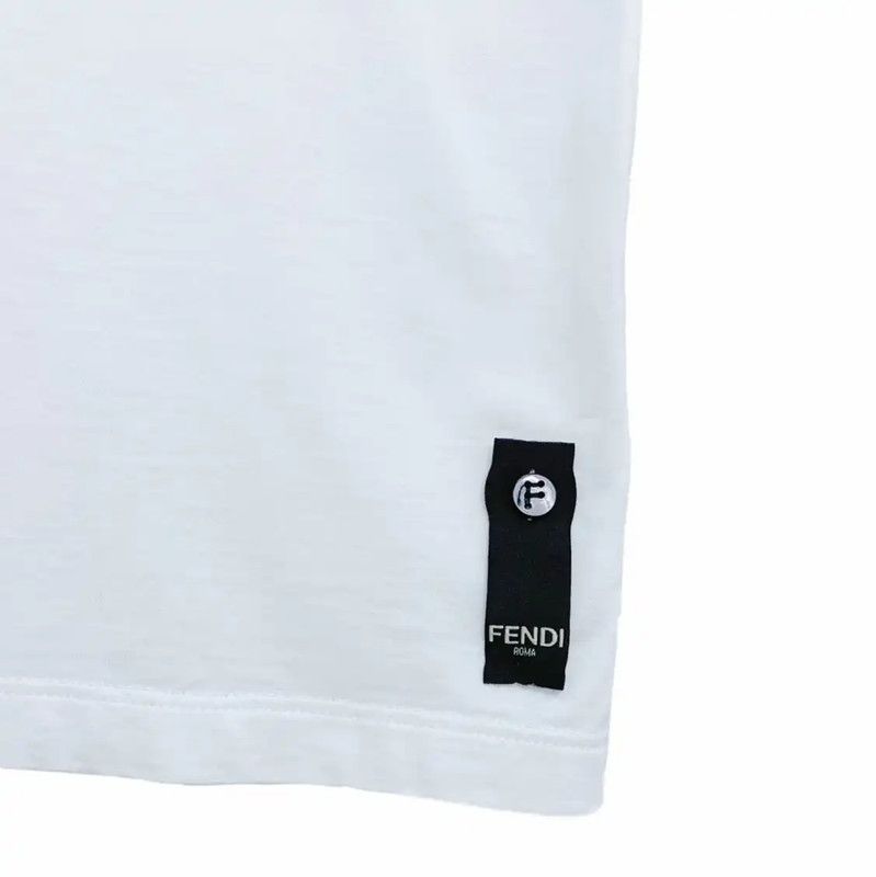 Fendi Fendi White Cotton T-Shirt with Colorful Stripe 0089 Size L / US 10 / IT 46 - 5 Thumbnail