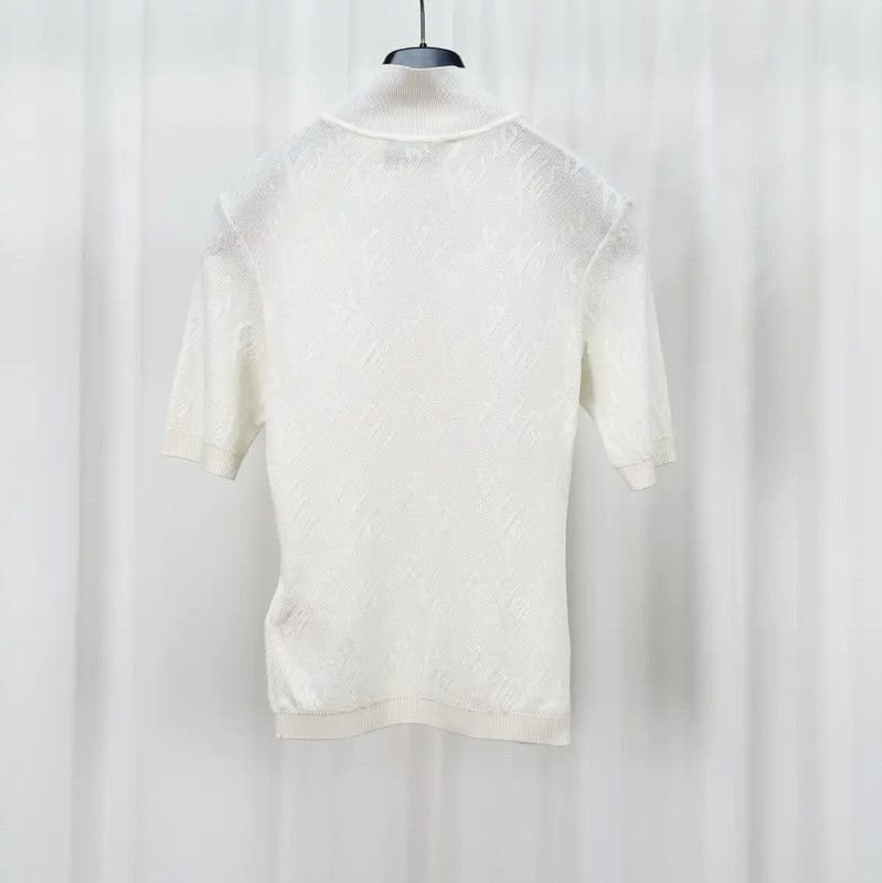 Fendi Summer White Cotton Knit Short Sleeve Top 0089