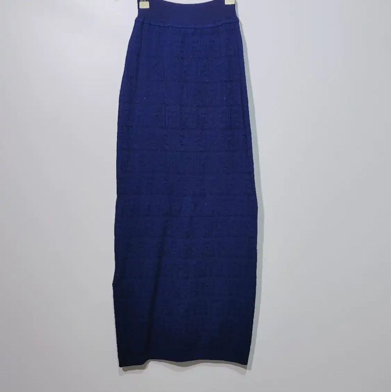 Fendi Fendi Women’s Cotton Midi Skirt in Dark Blue 0089 Size 22" - 2 Thumbnail