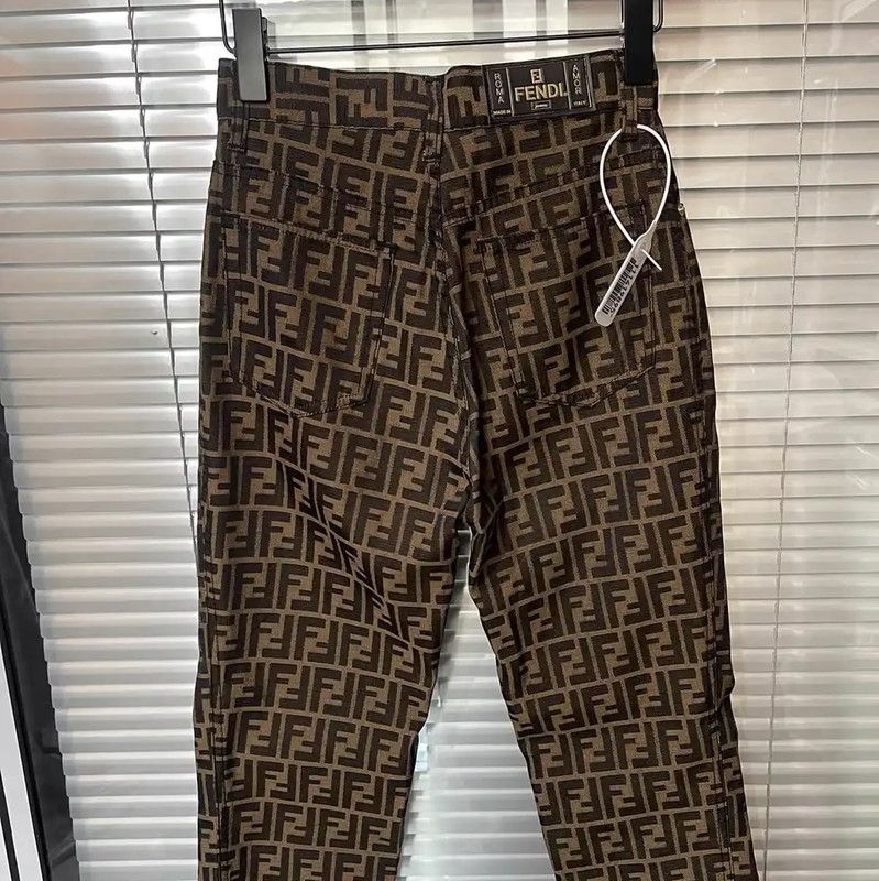 Fendi Fendi XS Brown Cotton Casual Pants 0089 Size 23" - 3 Thumbnail