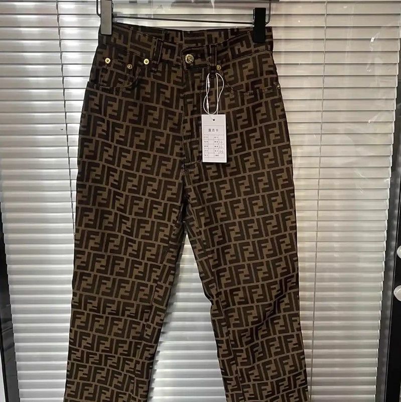 Fendi Fendi XS Brown Cotton Casual Pants 0089 Size 23" - 2 Thumbnail