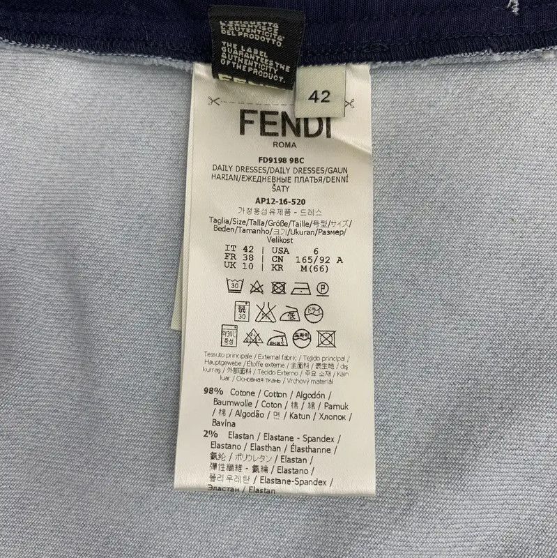 Fendi Fendi Light Blue Cotton Women's Dress 0089 Size ONE SIZE - 5 Thumbnail