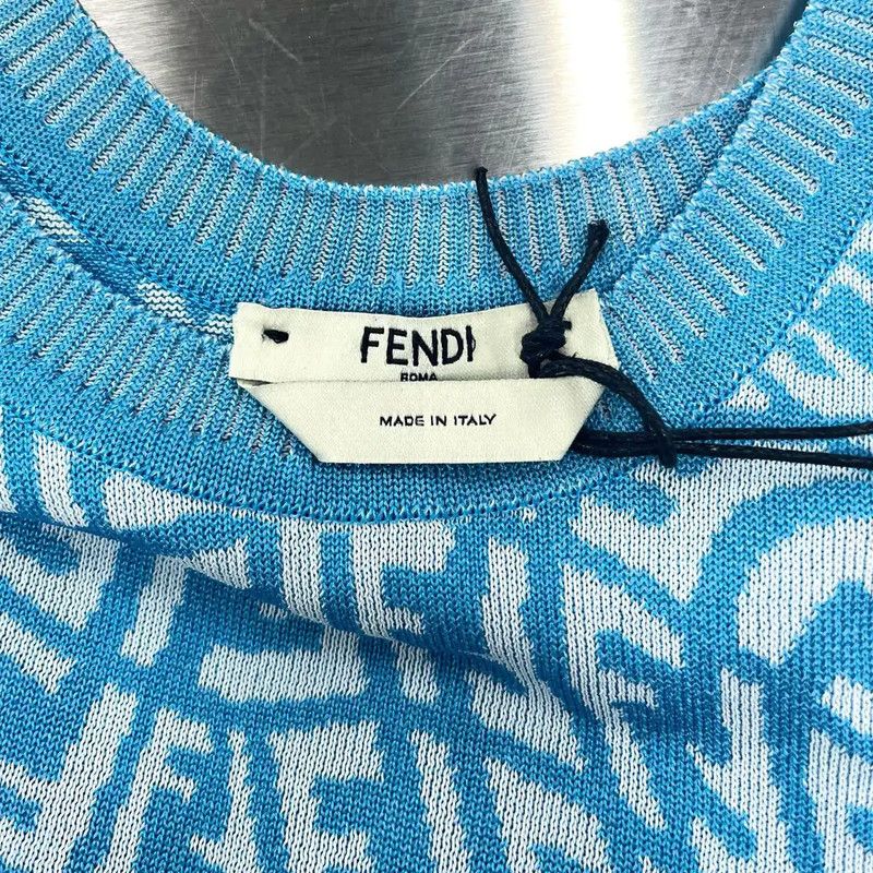 Fendi Fendi Women's XS Blue Logo Print Tank Top 0089 Size XS / US 0-2 / IT 36-38 - 3 Thumbnail