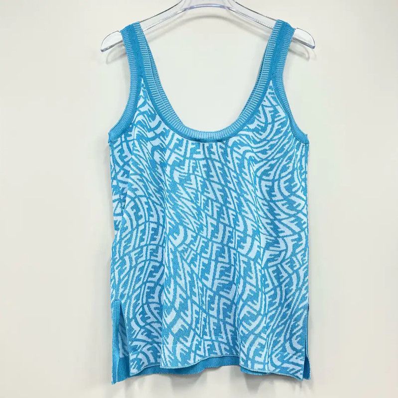 Fendi Fendi Women's XS Blue Logo Print Tank Top 0089 Size XS / US 0-2 / IT 36-38 - 2 Thumbnail
