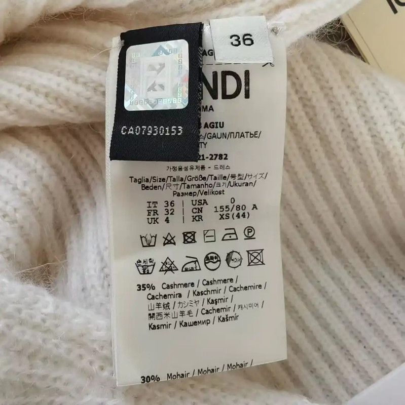 Fendi Fendi Women's White Wool Dress 0089 Size M / US 6-8 / IT 42-44 - 4 Thumbnail