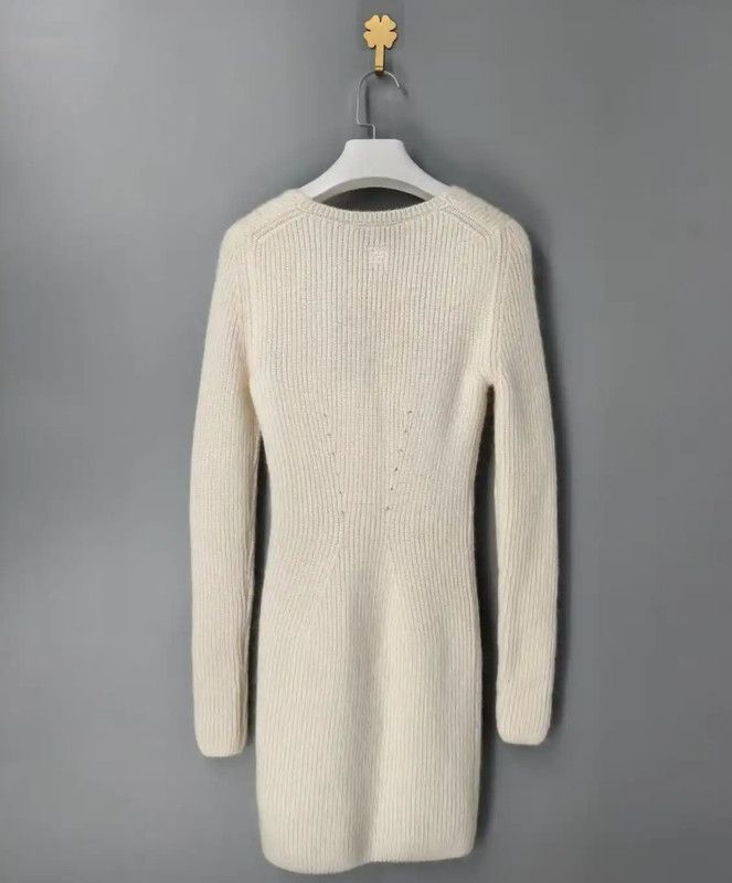 Fendi Fendi Women's White Wool Dress 0089 Size M / US 6-8 / IT 42-44 - 2 Thumbnail