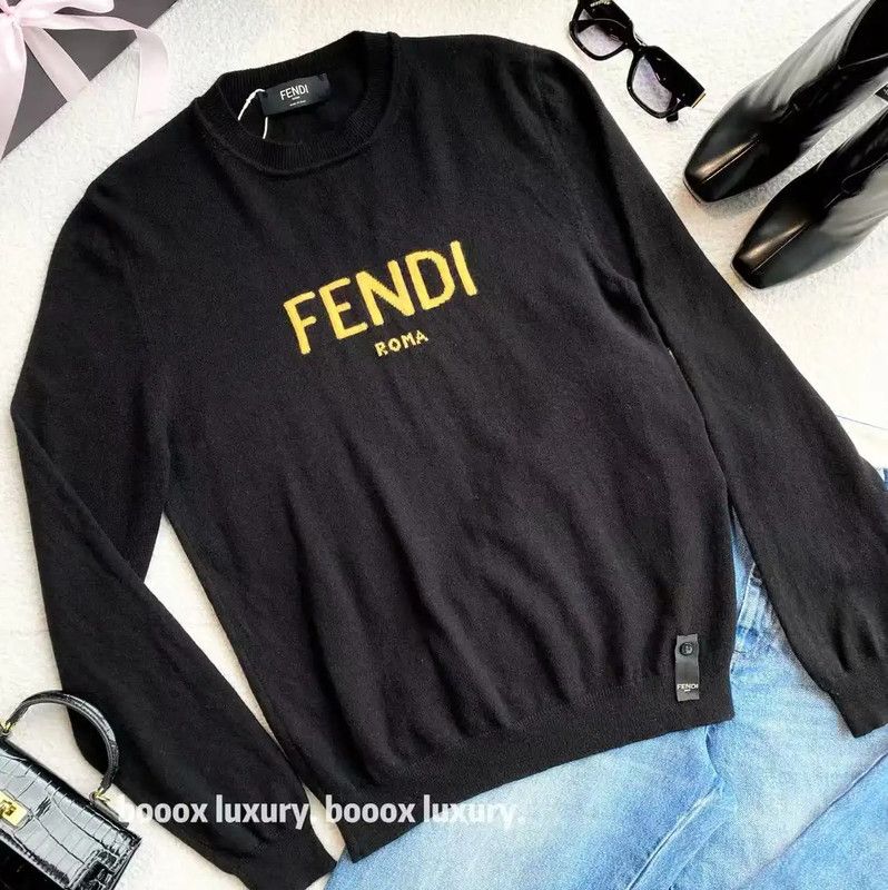 Fendi Fendi Black Wool Sweater with Logo 0089 Size ONE SIZE - 2 Thumbnail