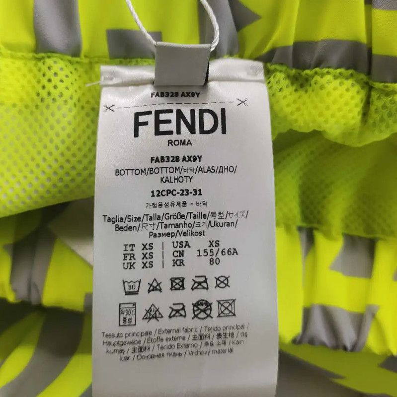 Fendi Fendi XS Neon Green Printed Casual Pants 0089 Size 22" - 3 Thumbnail