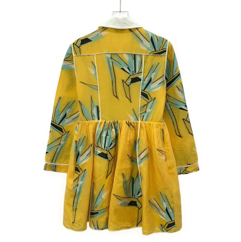 Fendi Fendi Yellow Floral Cotton Dress for Women 0089 Size S / US 4 / IT 40 - 2 Thumbnail