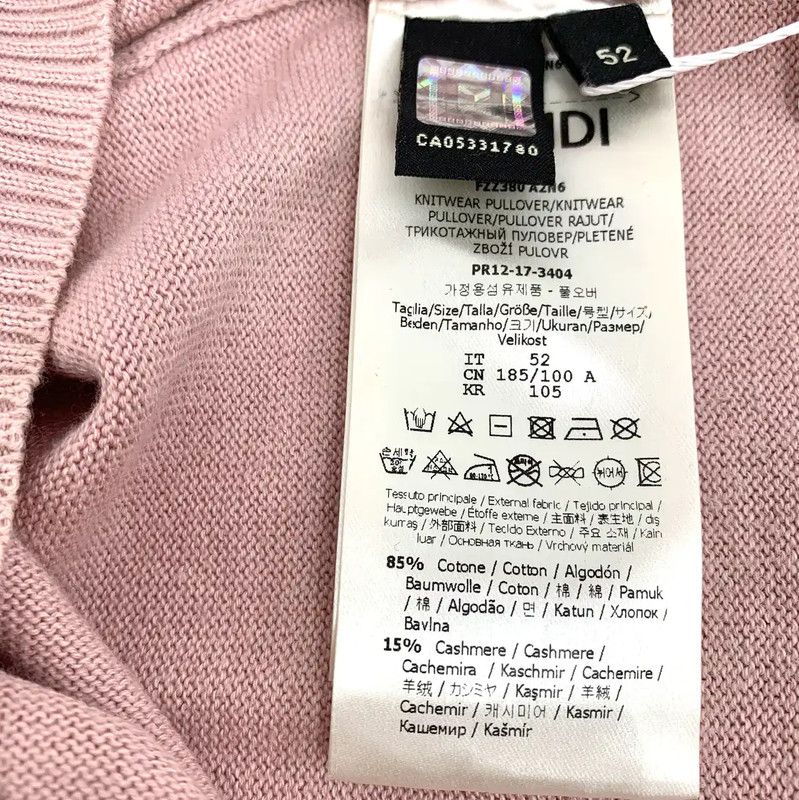 Fendi Fendi Pink Women's Knitted Sweater with Coffee Design 0089 Size L / US 10 / IT 46 - 7 Thumbnail