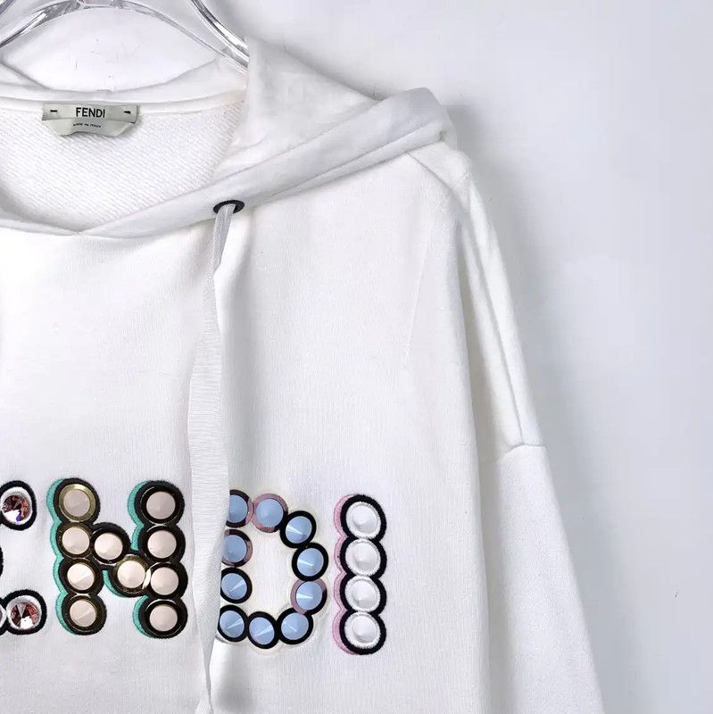 Fendi Fendi White Women's Hoodie with Logo 0089 Size M / US 6-8 / IT 42-44 - 2 Thumbnail