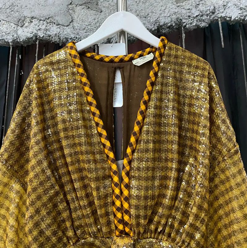 Fendi Fendi Summer Yellow Short Sleeve Dress 0089 Size ONE SIZE - 3 Thumbnail