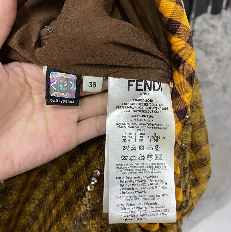 Fendi Fendi Summer Yellow Short Sleeve Dress 0089 Size ONE SIZE - 4 Thumbnail