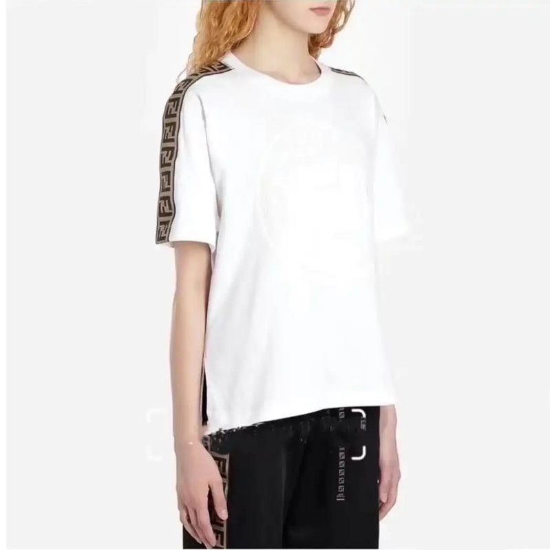 Fendi Fendi Women's Cotton T-shirt in White 0089 Size S / US 4 / IT 40 - 7 Thumbnail