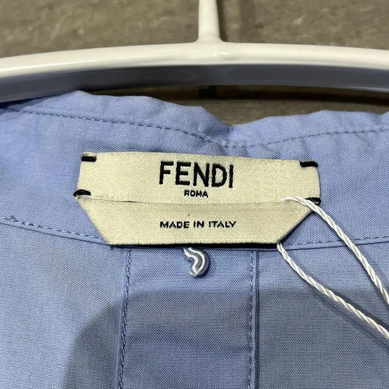 Fendi Fendi Summer Blue Cotton Short Sleeve Shirt 0089 Size S / US 4 / IT 40 - 3 Thumbnail