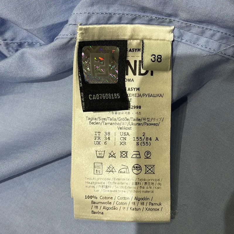 Fendi Fendi Summer Blue Cotton Short Sleeve Shirt 0089 Size S / US 4 / IT 40 - 4 Thumbnail