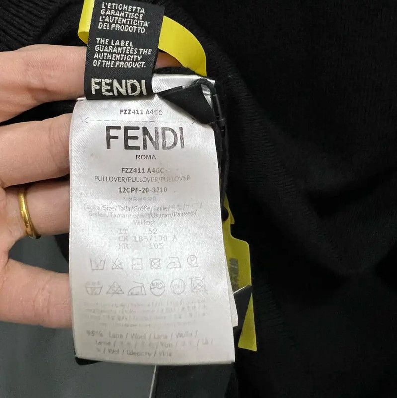 Fendi Fendi Black Wool FLOGO Knit Sweater 0089 Size ONE SIZE - 4 Thumbnail