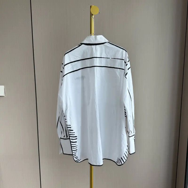 Fendi Fendi White Cotton Shirt with Artistic Design 0089 Size ONE SIZE - 2 Thumbnail