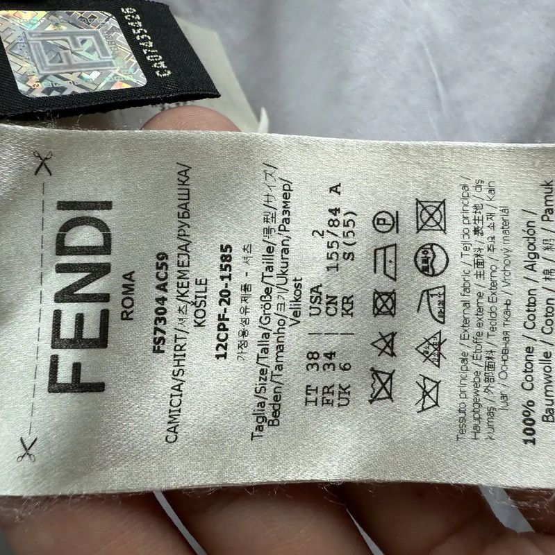 Fendi Fendi White Cotton Shirt with Artistic Design 0089 Size ONE SIZE - 6 Thumbnail