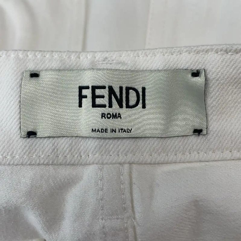 Fendi Fendi White Cotton Casual Pants for Women 0089 Size 32" / US 10 / IT 46 - 3 Thumbnail