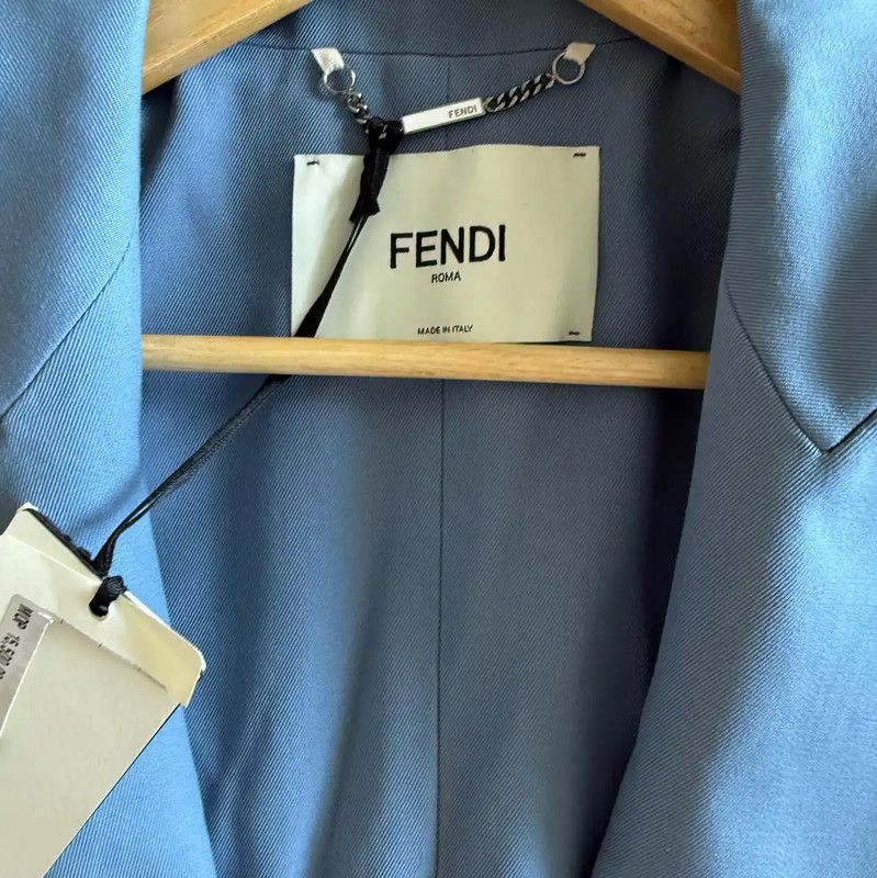 Fendi Fendi Blue Cotton Blend Cropped Jacket 0089 Size XS / US 0-2 / IT 36-38 - 3 Thumbnail