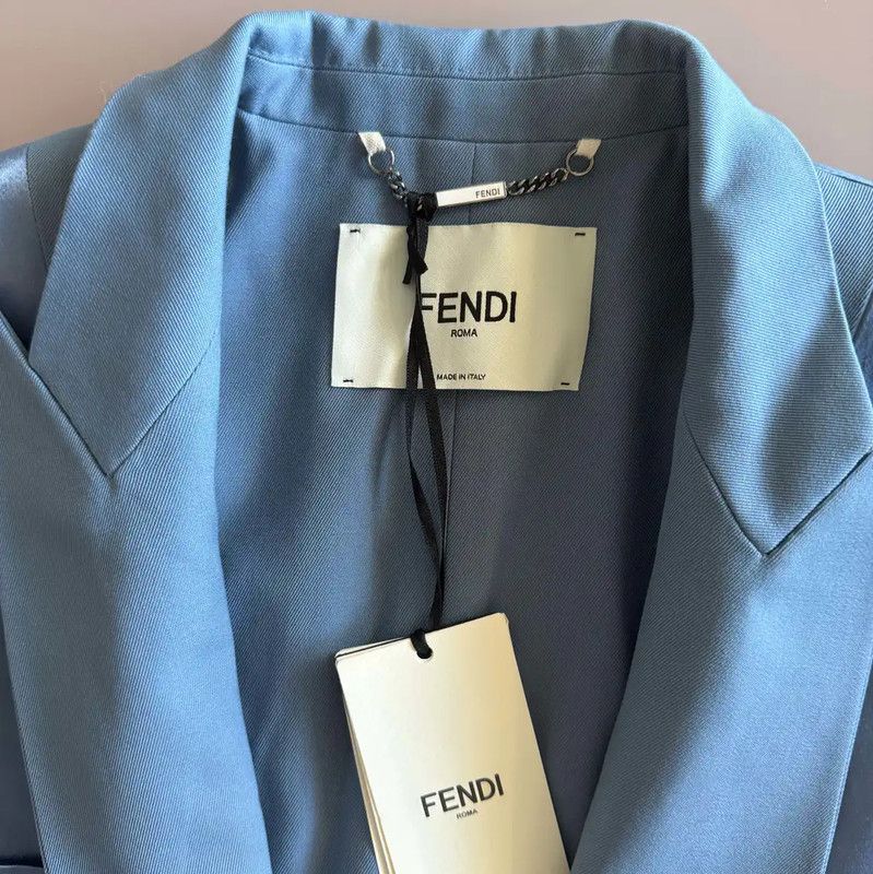 Fendi Fendi Blue Cotton Blend Cropped Jacket 0089 Size XS / US 0-2 / IT 36-38 - 4 Thumbnail