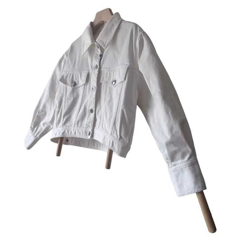 Fendi Fendi Spring Autumn White Cotton Logo Jacket 0089 Size M / US 6-8 / IT 42-44 - 2 Thumbnail