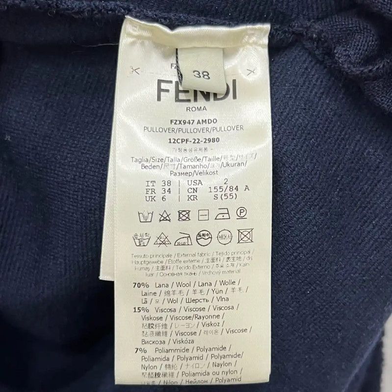 Fendi Fendi Women’s Navy Sweatshirt with Zipper Pocket 0089 Size ONE SIZE - 5 Thumbnail
