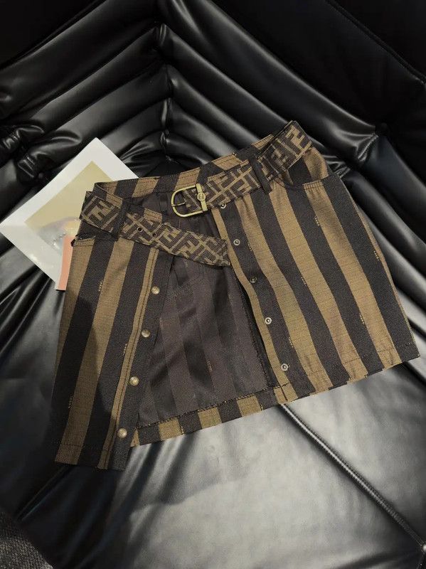 Fendi Fendi Brown Striped Cotton Skirt M Size 0089 Size 24" / US 00 / IT 34 - 4 Thumbnail