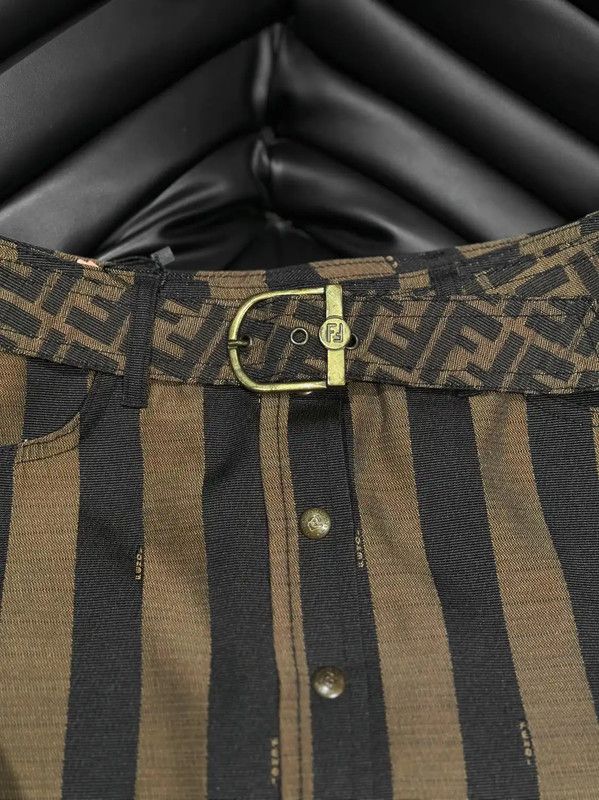 Fendi Fendi Brown Striped Cotton Skirt M Size 0089 Size 24" / US 00 / IT 34 - 2 Thumbnail
