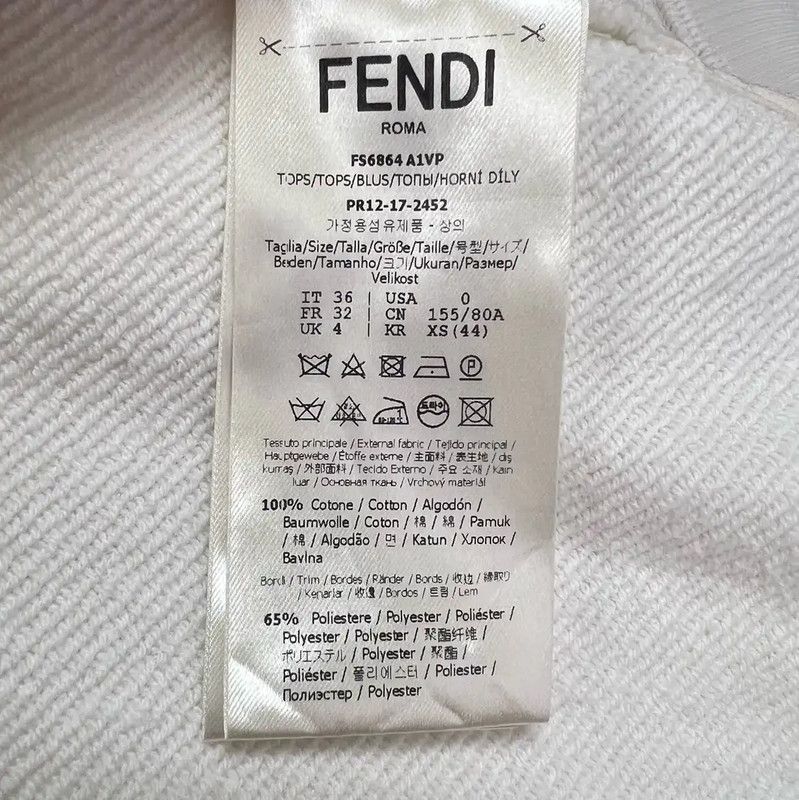 Fendi Fendi Women's White Cotton Long Sleeve Sweatshirt 0089 Size XS / US 0-2 / IT 36-38 - 7 Thumbnail