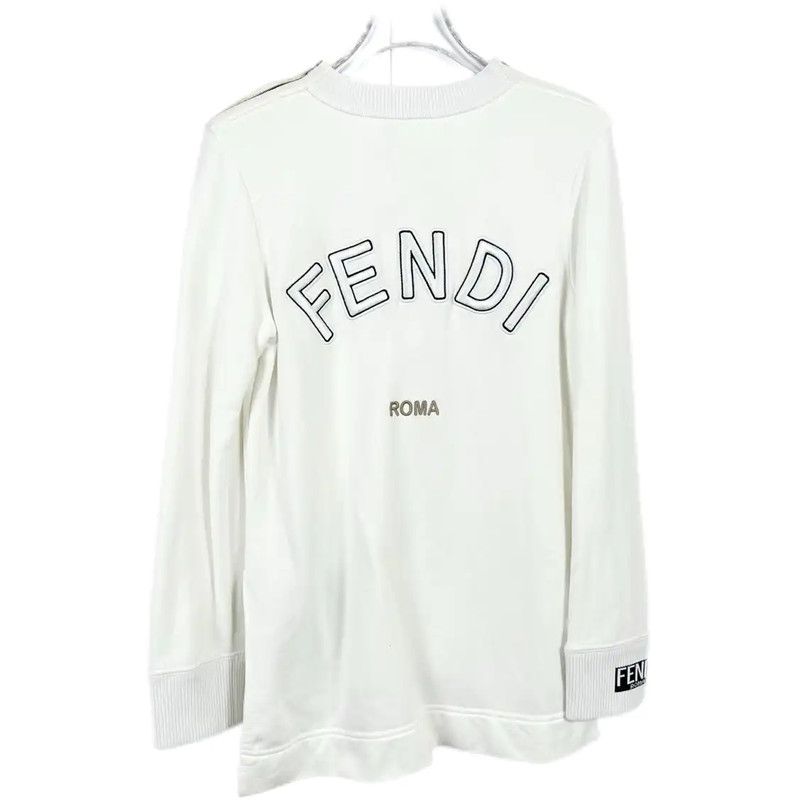 Fendi Fendi Women's White Cotton Long Sleeve Sweatshirt 0089 Size XS / US 0-2 / IT 36-38 - 2 Thumbnail